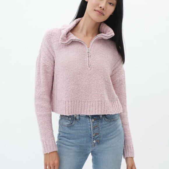 Aeropostale Fuzzy 1/4-Zip Sweater Purple - Picture 2 of 15
